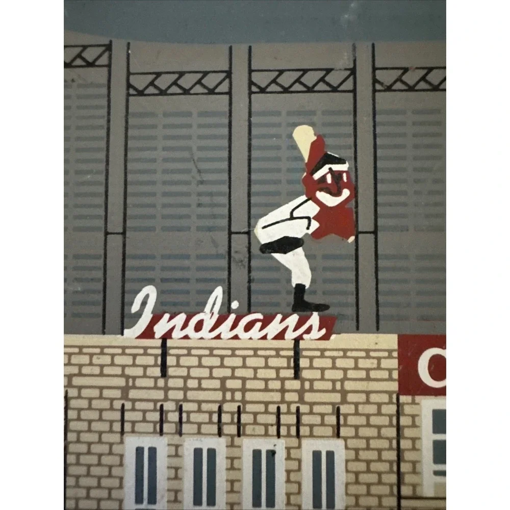Cats Meow Cleveland Indians Municipal Stadium Wood Signed Shelf Sitter 1994